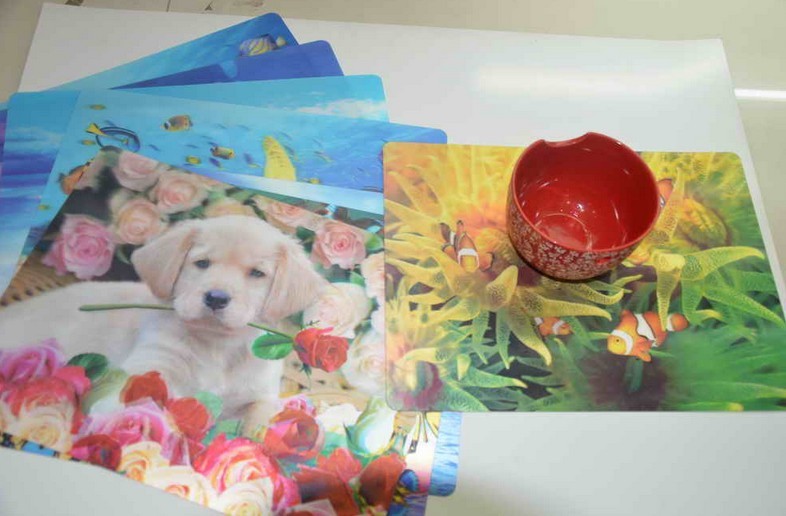 lenticular puppy placemats,placemat 3d,lenticular kitty placemat,3d lenticular,3d printing lenticular